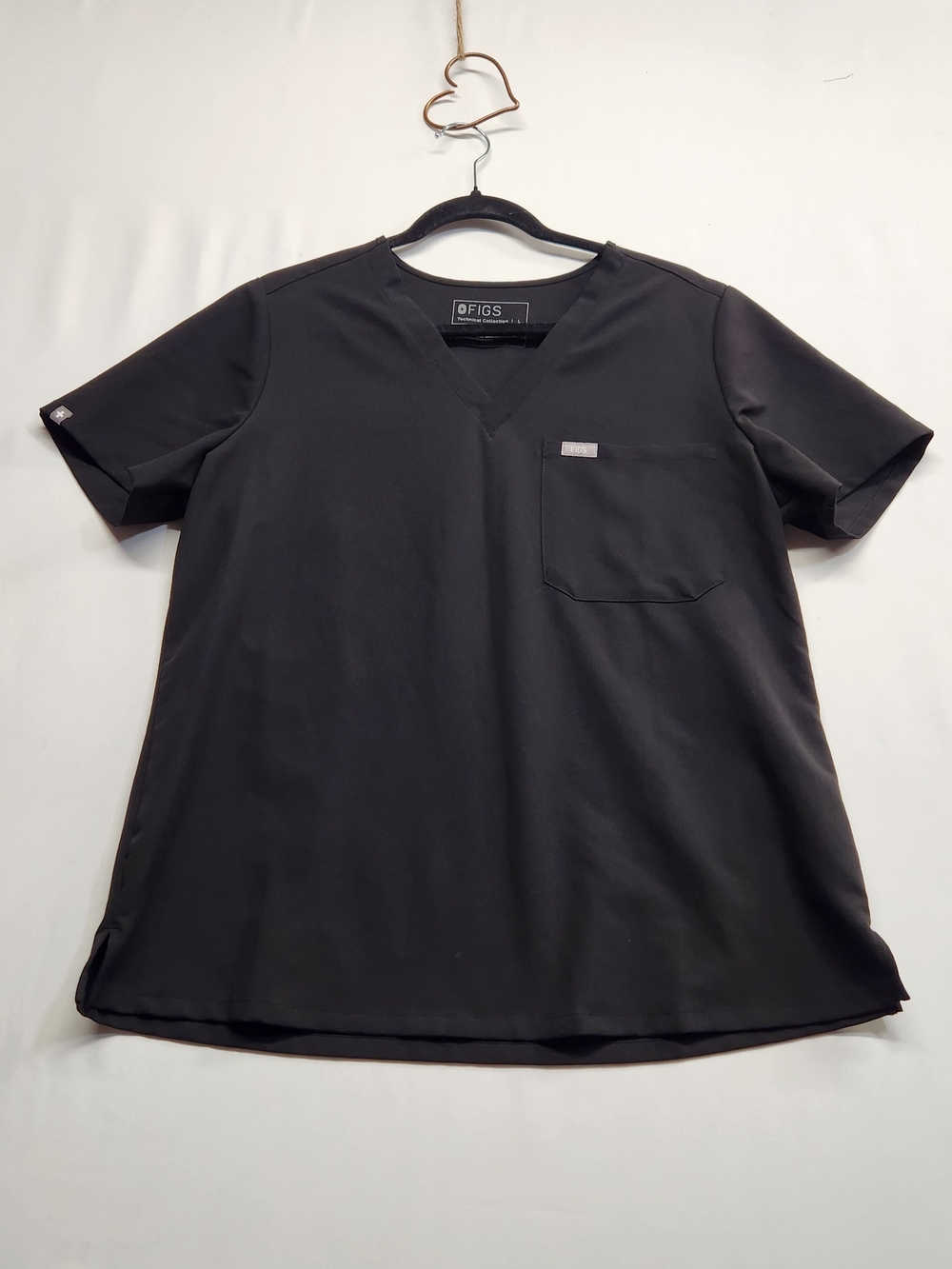 ⭐️FIGS Women Catarina Scrub Top Black L Large FIONx Stretch Workwear Uniform